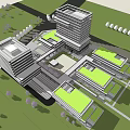 Modern Commercial Office Building Complex With Green Roofs Central Courtyard And Landscaped Areas