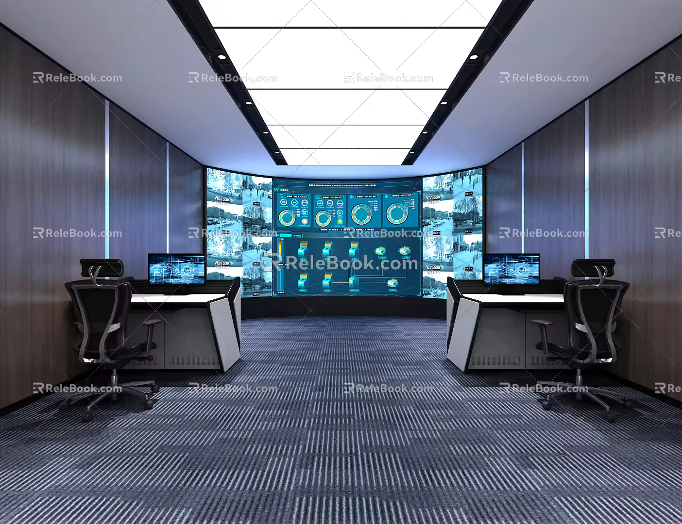 modern monitoring room 3d model