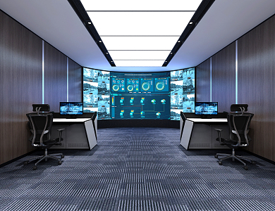 modern monitoring room 3d model