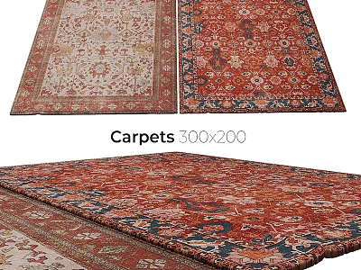 Elegant Traditional Square Carpets With Ornate Patterns And 300x200 Size 3d model