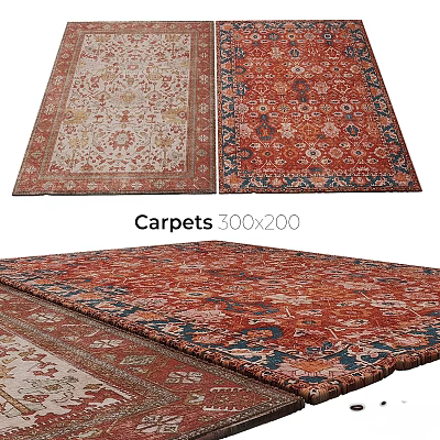 Elegant Traditional Square Carpets With Ornate Patterns And 300x200 Size 3d model