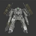 Gray Armored Robot Character In Sci Fi Mecha Design With Weapon Model 3d model
