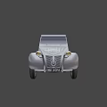 Vintage Silver Classic Car With Yellow Headlights And License Plate 195 201 A