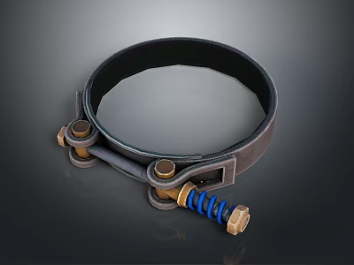 Practical Household Fastening Tool With Black Ring Design Metal Clasps And Blue Spring 3d model
