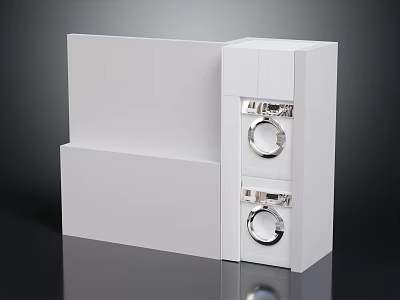 White Electrical Appliance With Two Circular Components And Modern Enclosure Structure 3d model