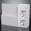 White Electrical Appliance With Two Circular Components And Modern Enclosure Structure 3d model