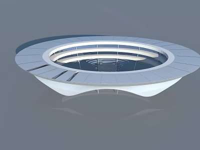 Futuristic Circular Architectural Structure With Multi Layered Rings And Smooth Reflective Surface 3d model