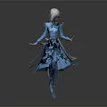 Frozen Elsa Dancing Gracefully In Blue Long Dress With Flowing Skirt And Elegant Pose