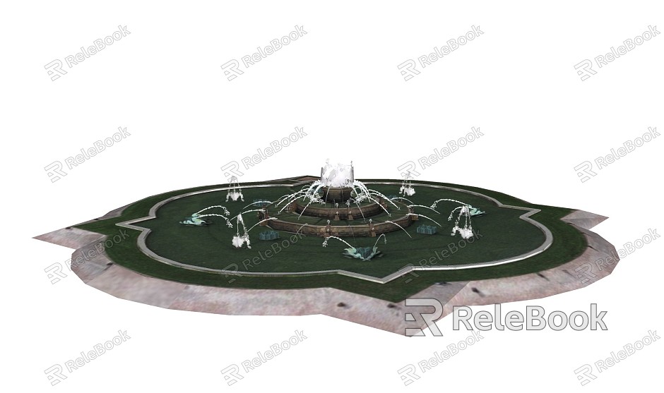 Modern fountain landscape entrance water feature model