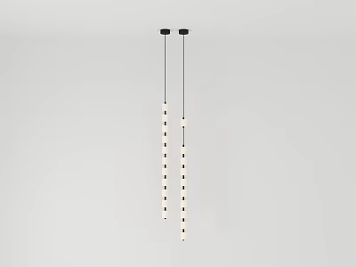 Modern Linear Pendant Chandelier With Slender Hanging Rods And Black Accents 3d model