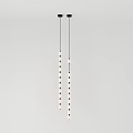 Modern Linear Pendant Chandelier With Slender Hanging Rods And Black Accents