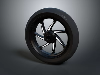 Modern Car Alloy Wheel with Black Tire and Silver Spokes Design 3d model