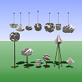 Modern lighting combination floor lamp 3d model