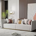 Modern double sofa multiplayer sofa 3d model