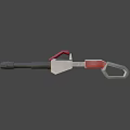 Sturdy Red Gray Weapon With Yellow Warning Triangle And Long Handle Design