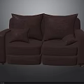 Plum Colored Modern Two Seater Sofa With Large Cushions And Throw Pillows