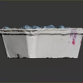 Fresh Blueberries In White Carton With Pink Stains On Dark Background