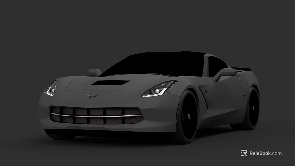 Gray Sports Car With Sleek Exterior Sharp Headlights And Black Wheels 3d model 