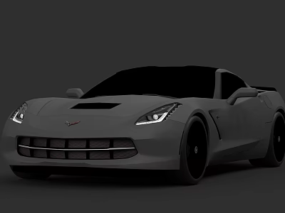 Gray Sports Car With Sleek Exterior Sharp Headlights And Black Wheels 3d model