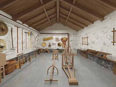 New Chinese Farming Exhibition Hall Farming Sketch Agricultural Exhibition Hall Farming Tools Combination 3d model