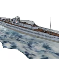 3D Rendered Warship Sailing On The Sea With Detailed Structure And Ocean Waves