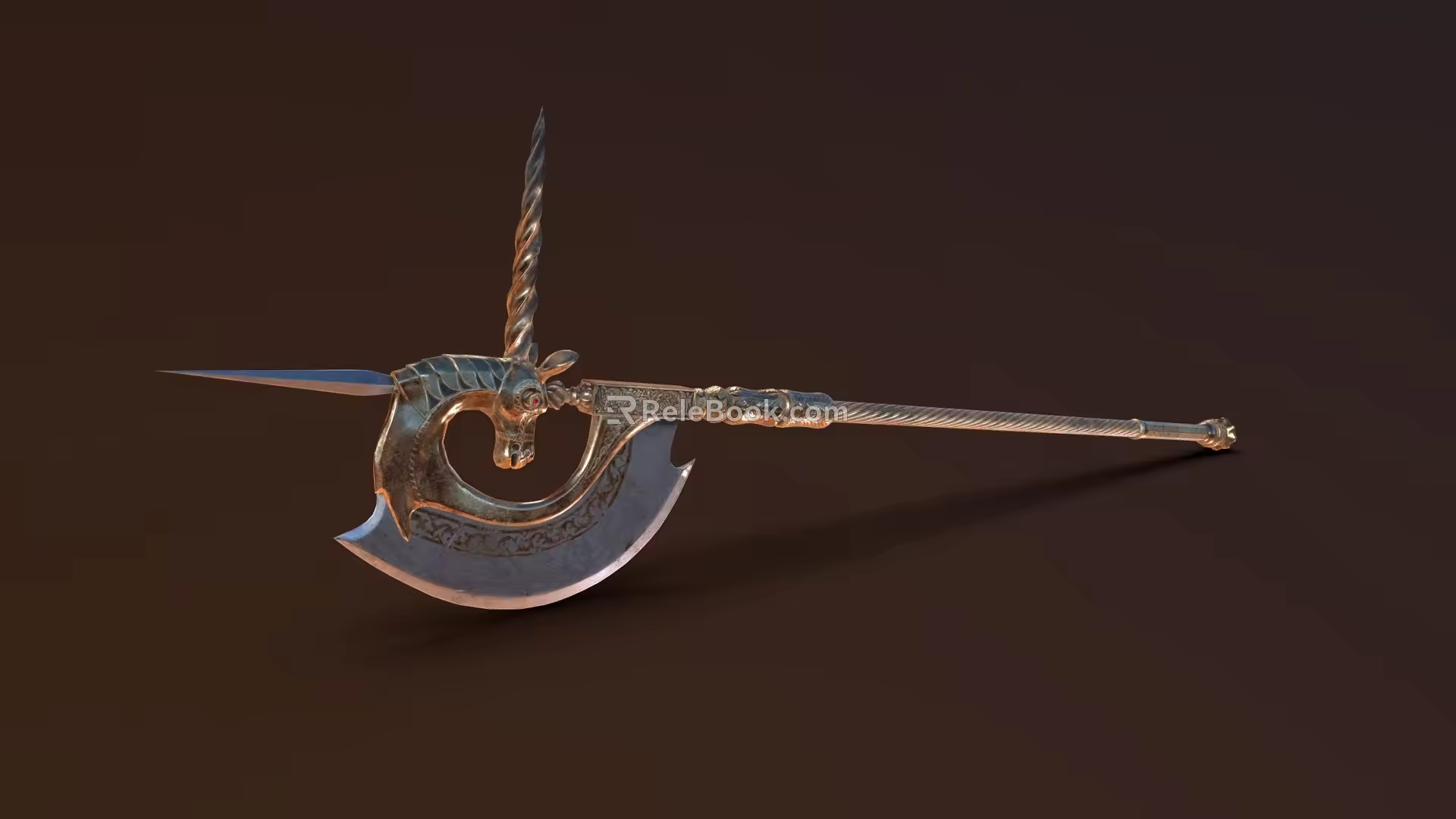 Tomahawk axe ancient cold weapon magic axe double-edged axe ancient tomahawk plate axe long handle axe 3d model