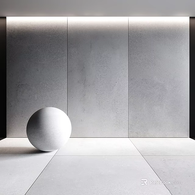 Architectural Component Featuring Gray Wall Panels Floor And White Sphere Decoration 3d model 