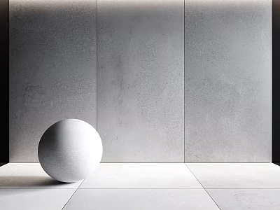 Architectural Component Featuring Gray Wall Panels Floor And White Sphere Decoration 3d model