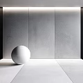 Architectural Component Featuring Gray Wall Panels Floor And White Sphere Decoration