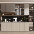 Modern Wine Cabinet With Glass Doors LED Lighting And Wooden Storage Design