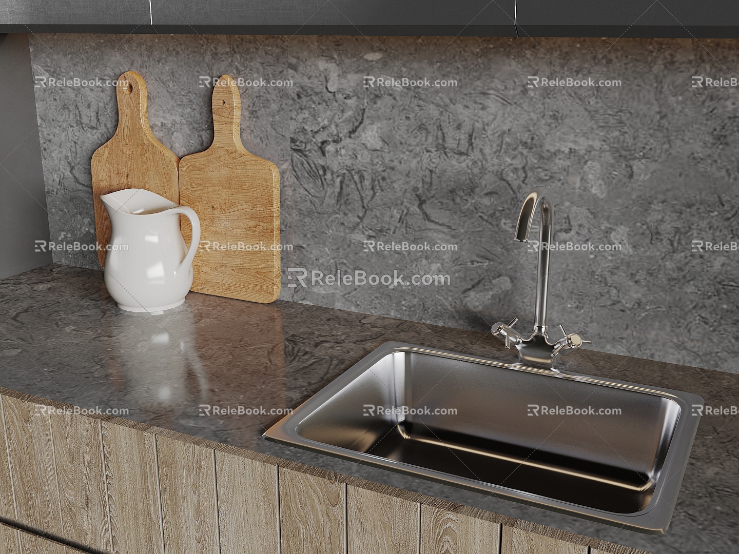 Kitchen supplies basin faucet 3d model