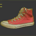 Bright Pink High Top Canvas Shoes With Gray Laces White Sole And White Toe Cap