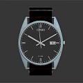 Modern Stylish Black Watch With Roman Numeral Dial And Leather Strap