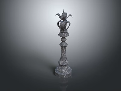 Elegant Vintage Decorative Furniture with Intricate Carved Pedestal and Floral Top 3d model