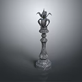 Elegant Vintage Decorative Furniture with Intricate Carved Pedestal and Floral Top