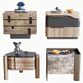 Modern Stylish Bedside Tables With Wooden Frames Marble Tops And Drawers