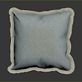 Light Blue Decorative Pillow With White Lace Trim And Gold Embroidery Pattern