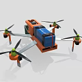 Multirotor Drone with Orange Blue Body Green Propellers and Motors