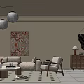 Quiet Restaurant Sofa Combination Dining Table and Chair 3d model