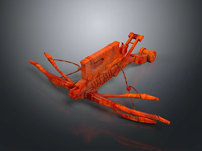 Red Mechanical Weapon With Bow Shaped Structure Multiple Mechanical Parts And Ammunition Components 3d model