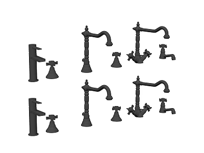 Assorted Black Faucet Styles for Modern Home Kitchen and Bathroom Use 3d model