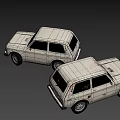 Vintage White SUV Models Displayed From Different Angles On Gray Background
