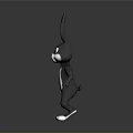 Cartoon Rabbit Character With Black Body White Belly Red Ears And Blue Eyes