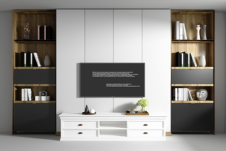 Modern TV background cabinet TV background wall 3d model