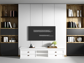 Modern TV background cabinet TV background wall 3d model