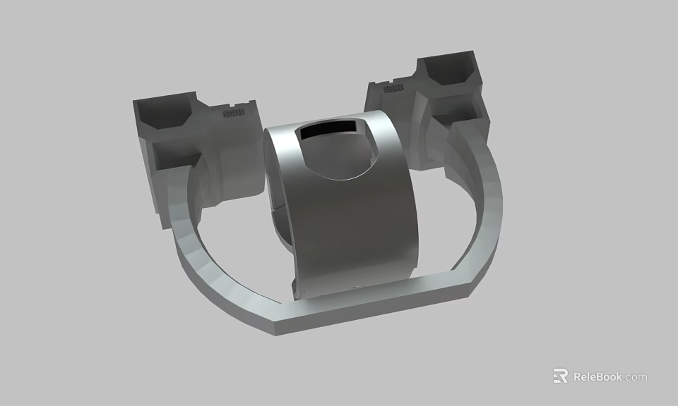 Metallic Industrial Mechanical Component With Circular Ring And Symmetric Protruding Parts 3d model 