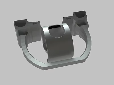 Metallic Industrial Mechanical Component With Circular Ring And Symmetric Protruding Parts 3d model