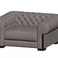 Elegant Beige Tufted Single Seater Sofa With Black Legs And Velvet Upholstery
