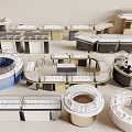 Modern Jewelry Store With Elegant Glass Display Counters And Gold White Interior Layout