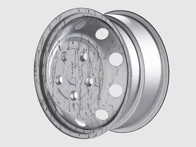Silver Metal Wheel Rim With Modern Design And Multiple Holes For Tire Accessory 3d model